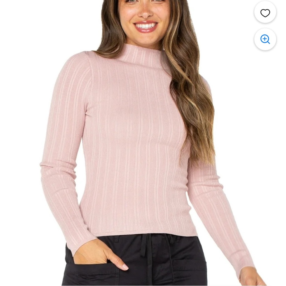 Celebrity Pink Blush Ribbed Turtleneck Sweater